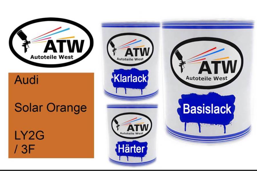 Audi, Solar Orange, LY2G / 3F: 1L Lackdose + 1L Klarlack + 500ml Härter - Set, von ATW Autoteile West.